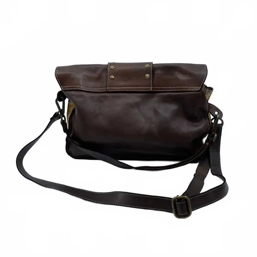 Costanza Rota Brown Leather Shoulder Bag | Italy Made, Studded Detail, OS
